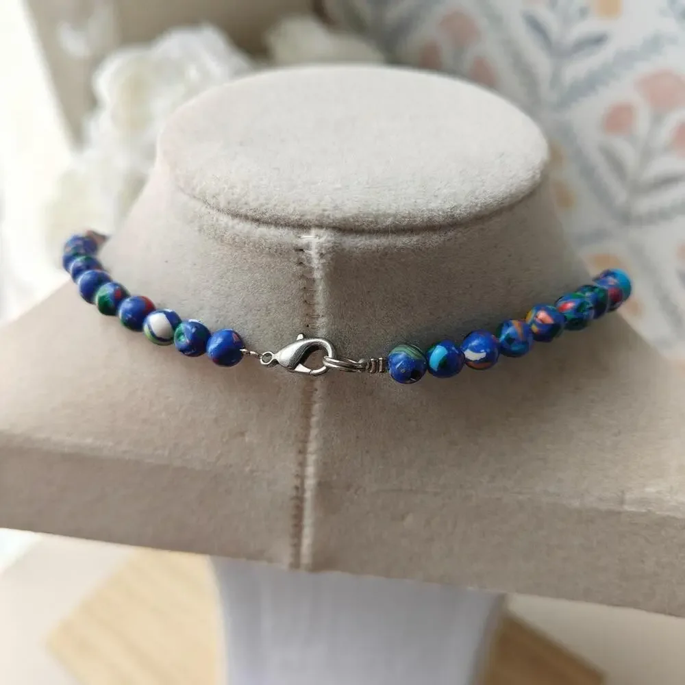 Boho colorful matrix turquoise stone necklace